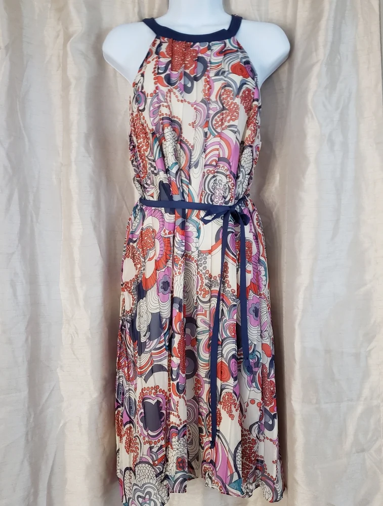 NWOT Liberty London white orange & purple floral paisley A-line dress Wo…_4